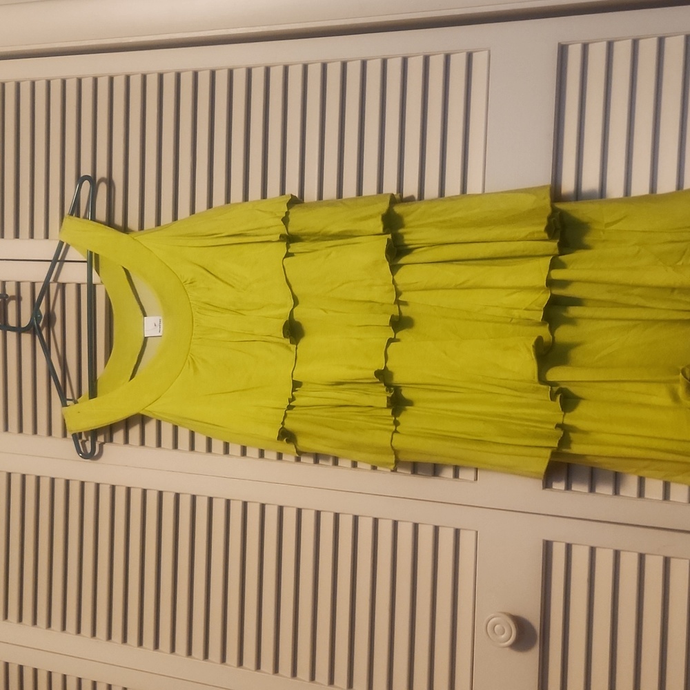 Newport green cotton layered sleeveless dress